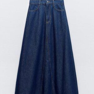 Zara Z1975 Denim Midi Cape Skirt
